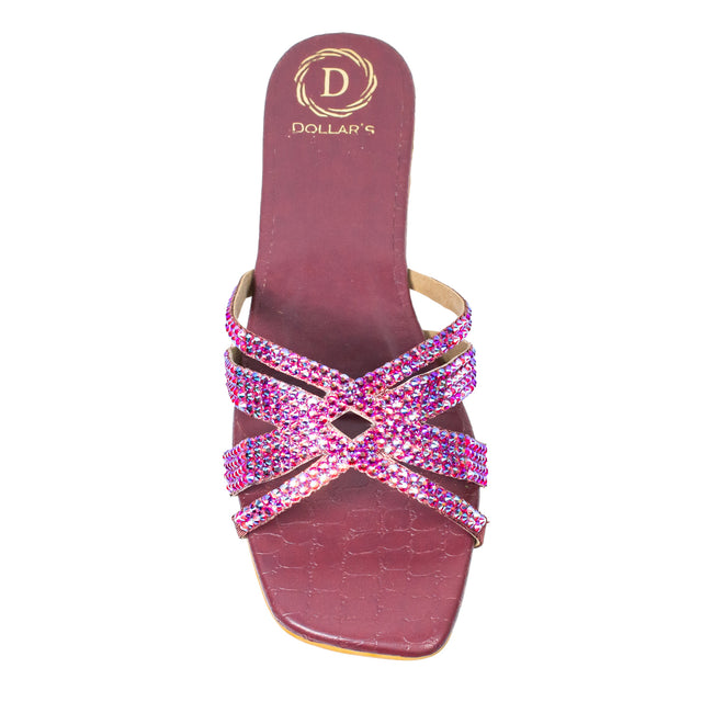 Sadaf Vibrant Maroon Flat Slippers