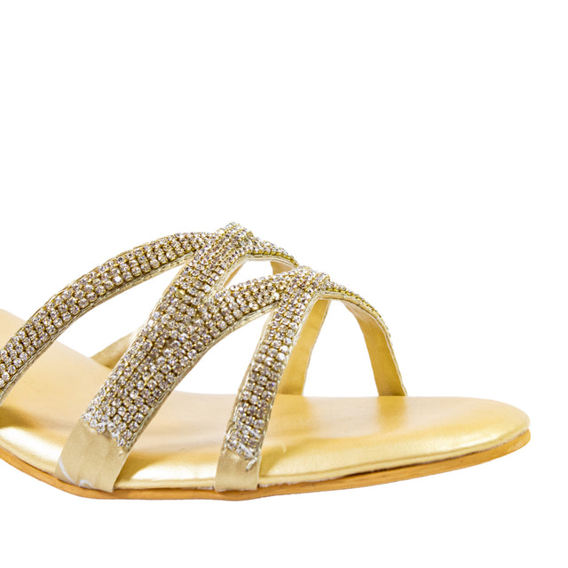 Iconic Light Gold Block Heel Sandals