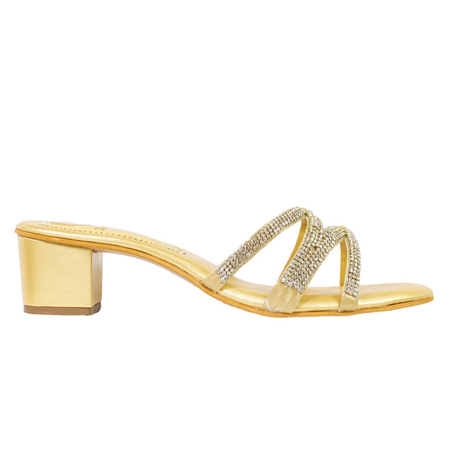Iconic Light Gold Block Heel Sandals