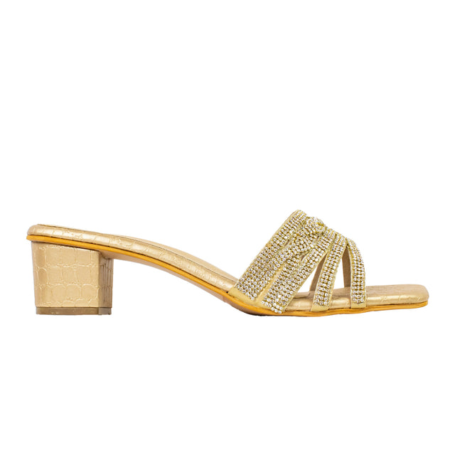 Glamorous Light Gold Block Heel Sandals