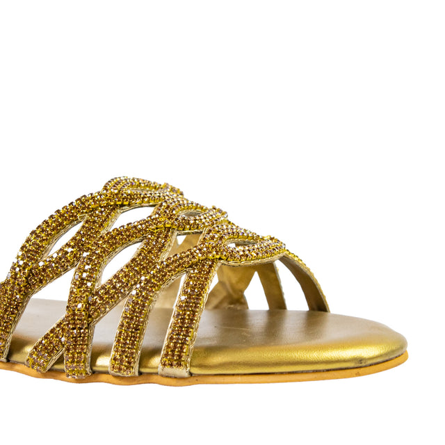 Polished Bronze Flat Slippers