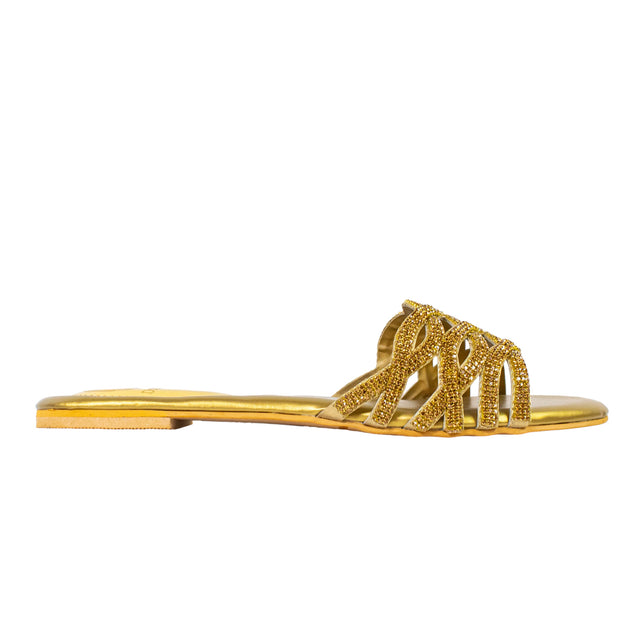 Polished Bronze Flat Slippers