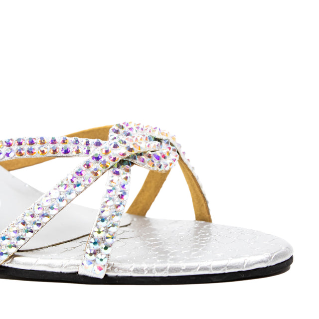 Amal Luxe Glitter Silver Pencil Heel Sandals