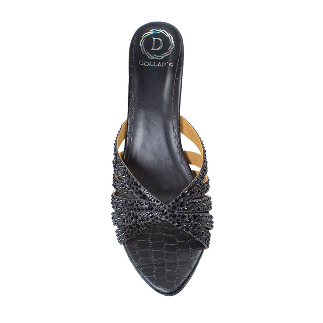 Noor Captivating Black Pencil Heel Sandals