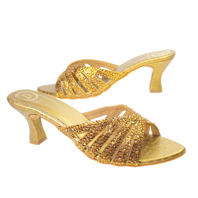 Noor Trendy Gold Pencil Heel Sandals