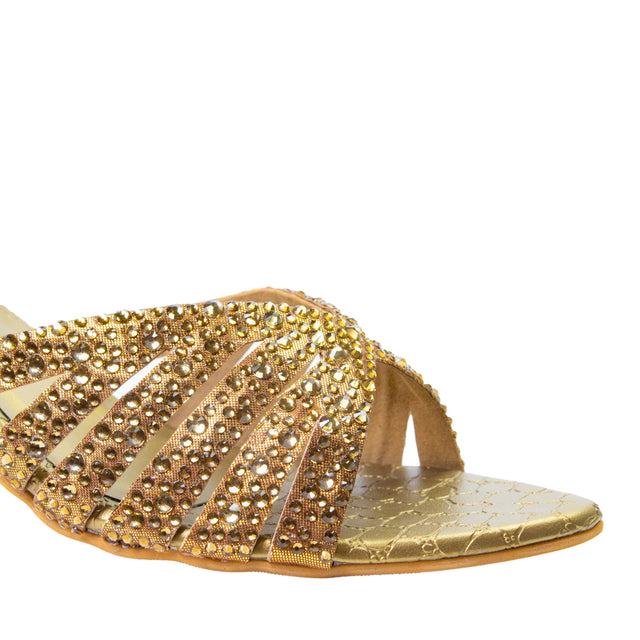 Noor Trendy Gold Pencil Heel Sandals