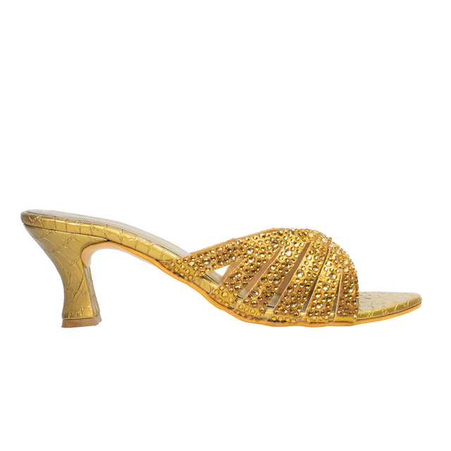 Noor Trendy Gold Pencil Heel Sandals