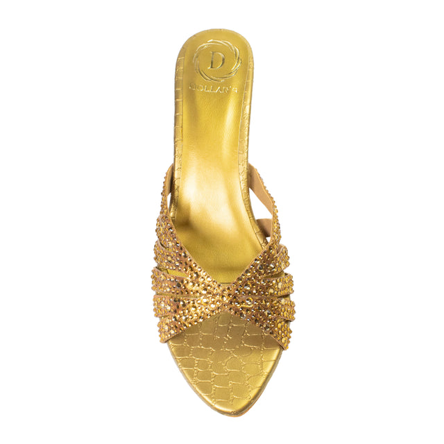 Noor Trendy Gold Pencil Heel Sandals