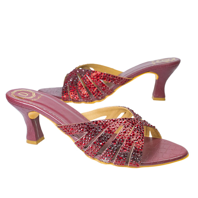 Noor Edgy Maroon Pencil Heel Sandals