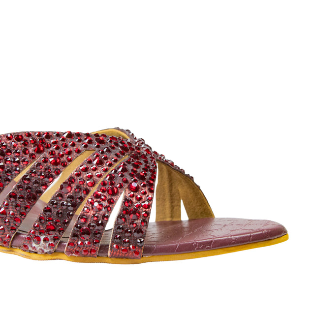 Noor Edgy Maroon Pencil Heel Sandals