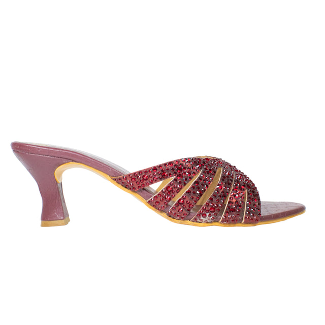 Noor Edgy Maroon Pencil Heel Sandals