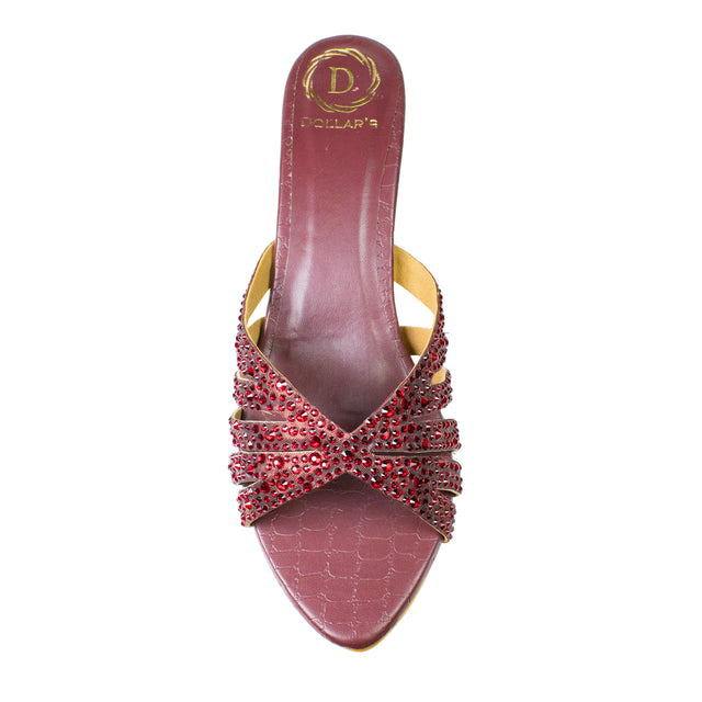 Noor Edgy Maroon Pencil Heel Sandals