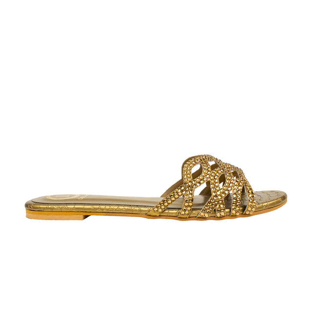 Nayla Chic Bronze Flat Slippers