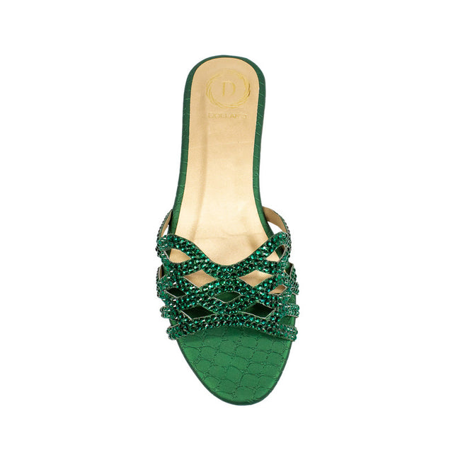 Nayla Modern Green Flat Slippers