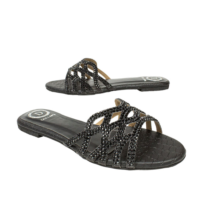 Nayla Sleek Black Flat Slippers