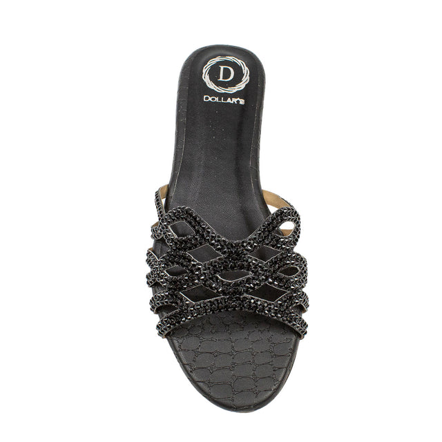 Nayla Sleek Black Flat Slippers