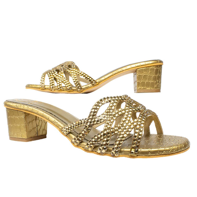 Nayla Regal Bronze Block Heel Sandals
