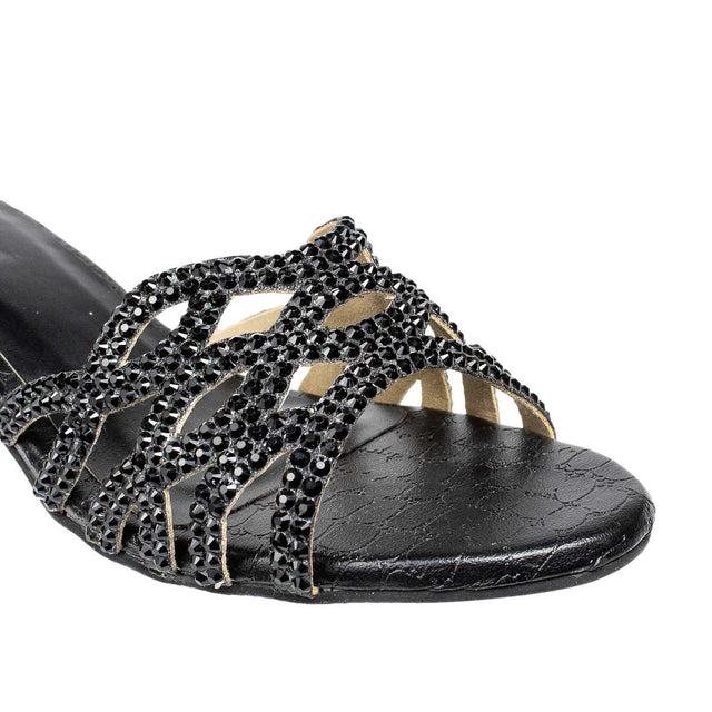 Nayla Bold Black Block Heel Sandals