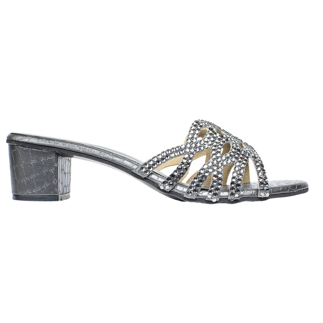 Nayla Statement Grey Block Heel Sandals