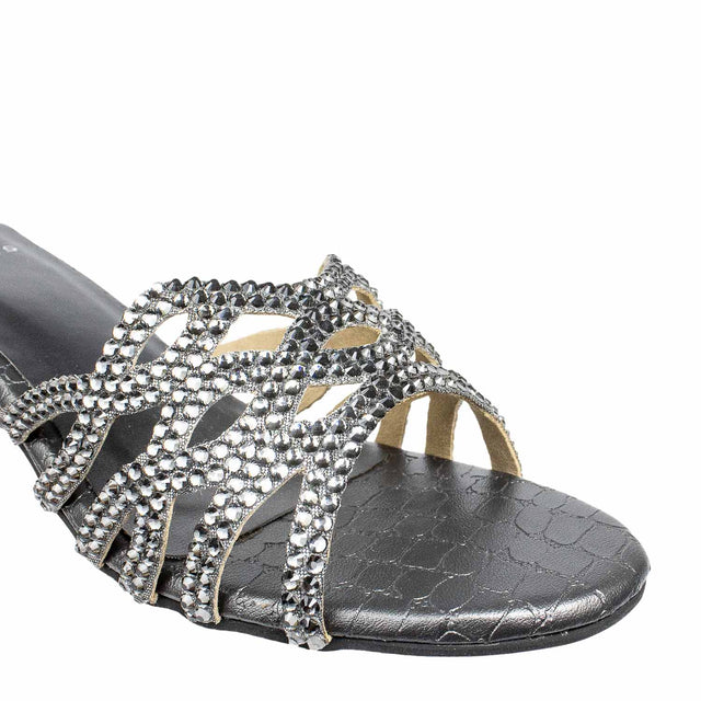 Nayla Statement Grey Block Heel Sandals
