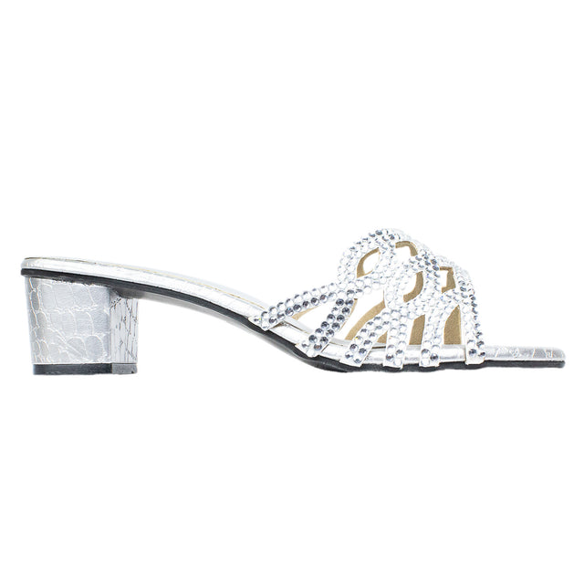 Nayla Regal Silver Block Heel Sandals