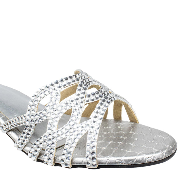 Nayla Regal Silver Block Heel Sandals