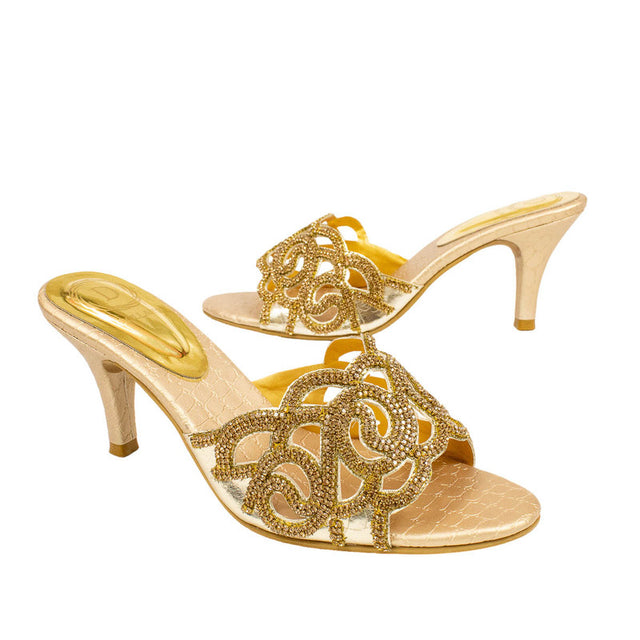 Amani Polished Gold Pencil Heel Sandals