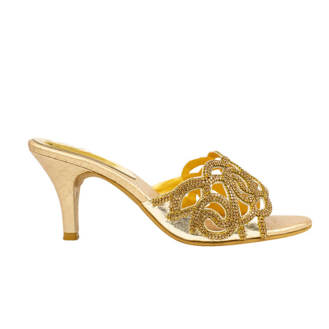 Amani Polished Gold Pencil Heel Sandals