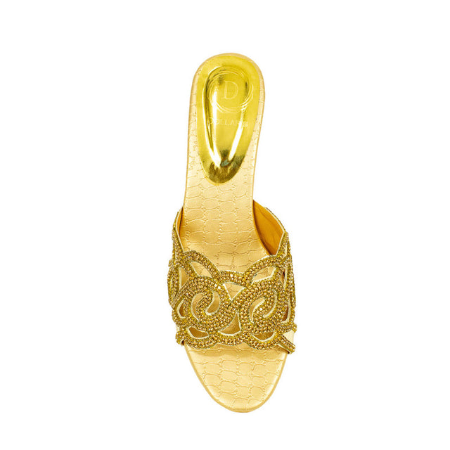 Amani Polished Gold Pencil Heel Sandals