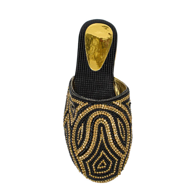 Couture-inspired Black Flat Slippers
