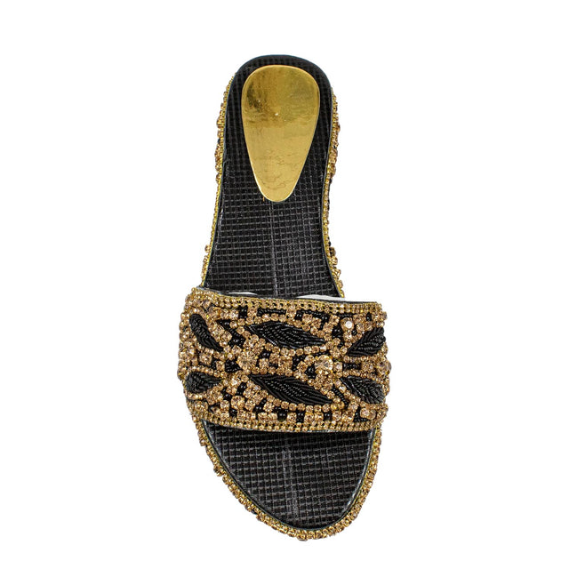 Handcrafted Black Elegant Wedge Flat Sandals