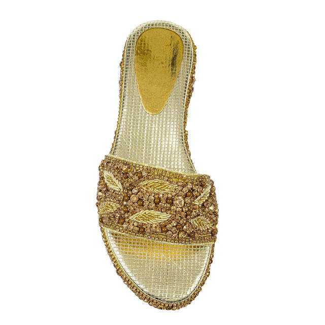 Handcrafted Gold Wedge Sandals