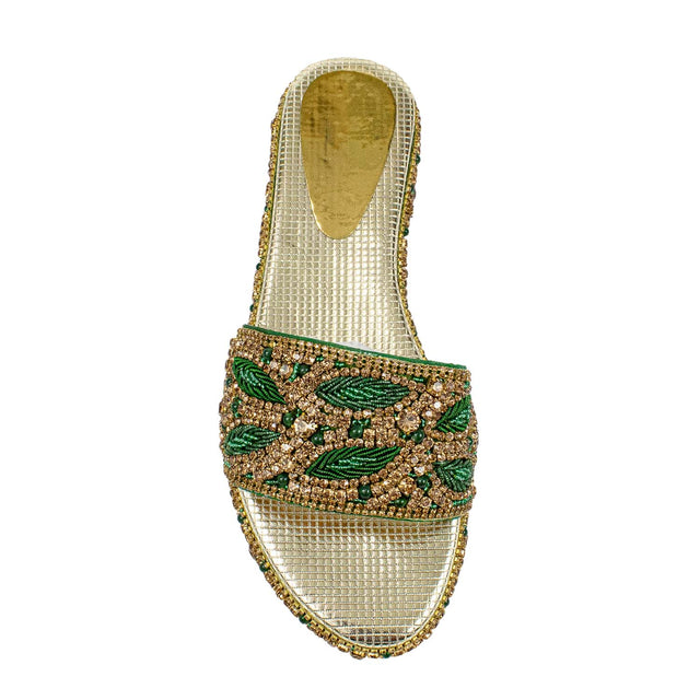 Elegant Handcrafted Green Wedge Sandals