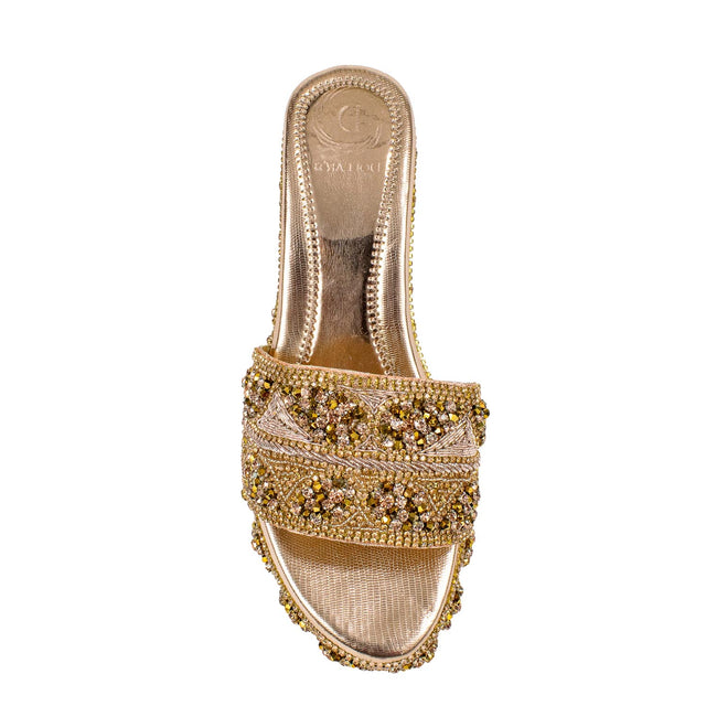 Rose Crystal Embellished Elegant Heel sandals Handcrafted Wedge