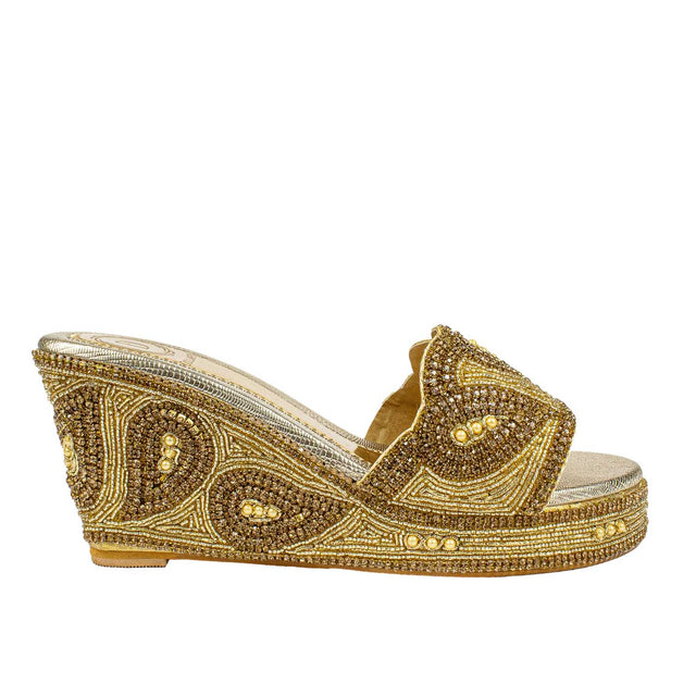 Handcrafted Gold Wedge Sandals