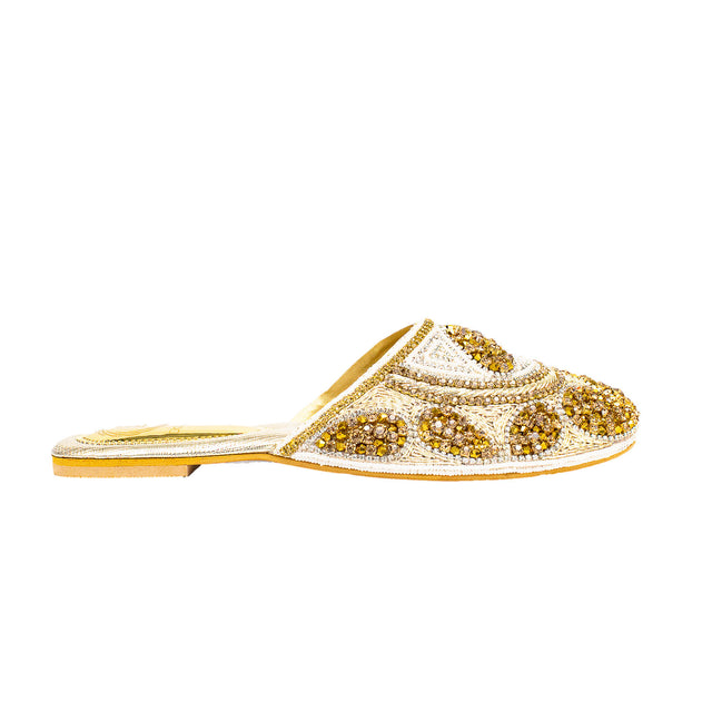 Glamorous Cream Flat Slippers