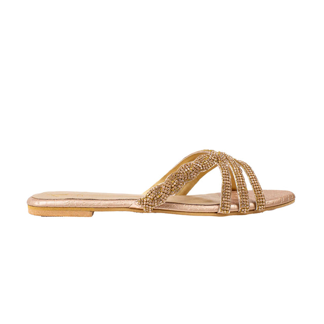 Aisha Vibrant Rose Flat Slippers