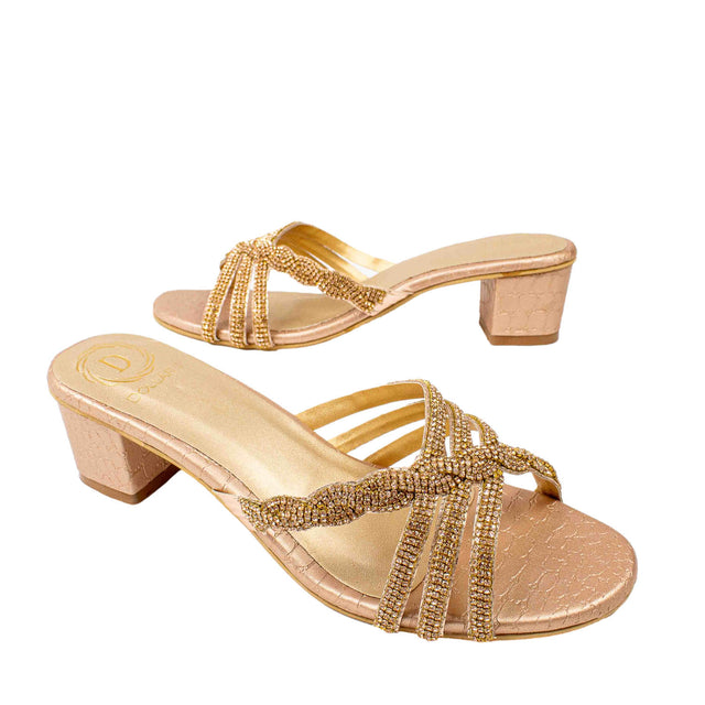 Aisha Stylish Rose Block Heel Sandals