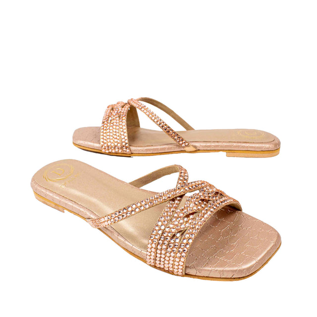 Sarah Handcrafted Rose Flat Sandals