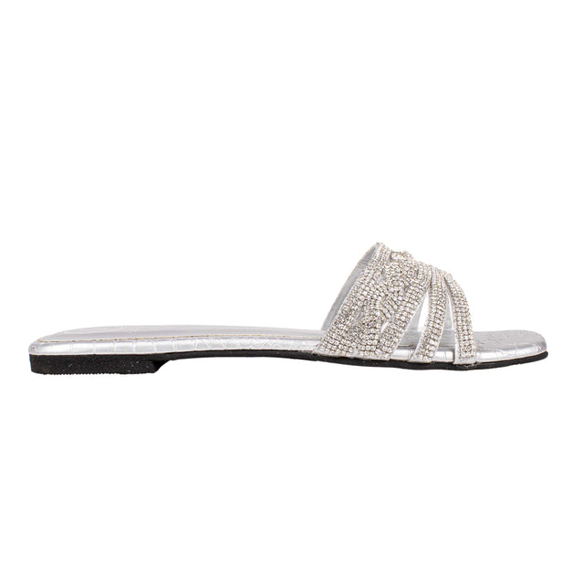 Slyilsh Handcrafted Silver Flat Sandal