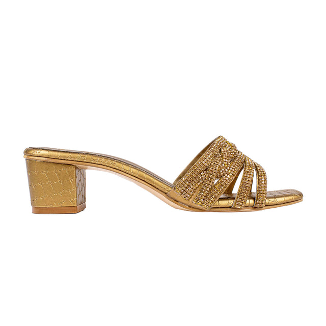 Sleek Bronze Block Heel Sandals