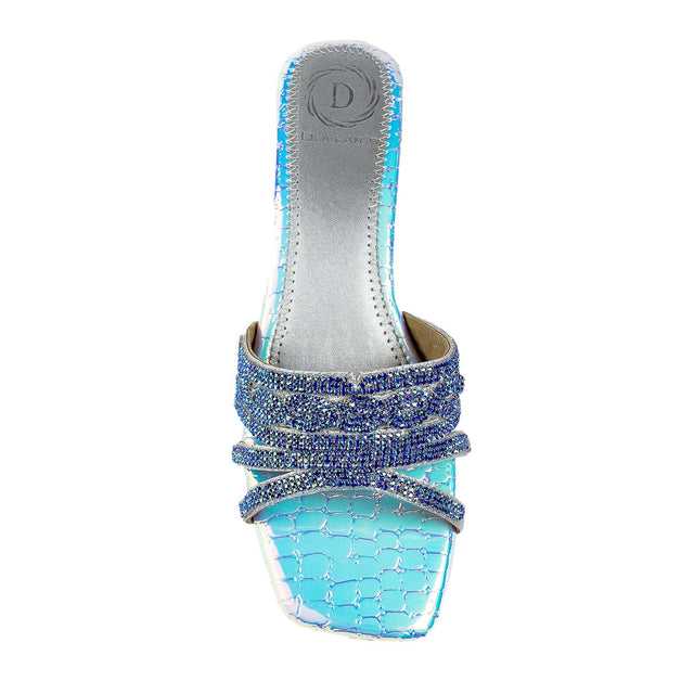 Polished Sapphire Ice Block Heel Sandals