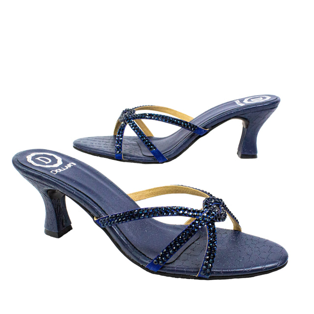 Amal Handmade Navy Blue Pencil Heel Sandals