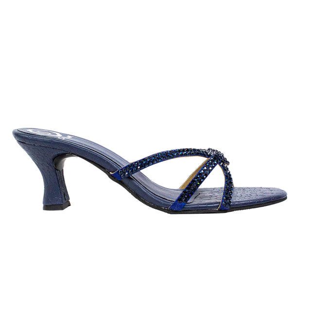 Amal Handmade Navy Blue Pencil Heel Sandals