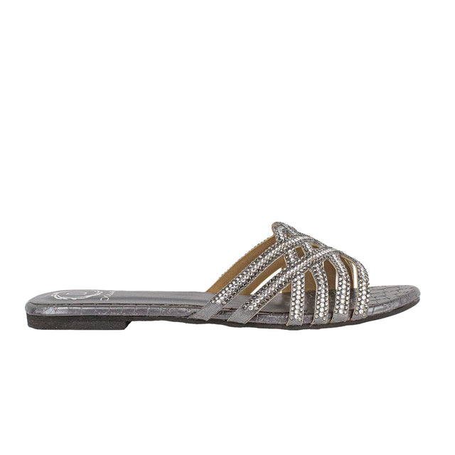 Jamilah Luxe Grey Flat Slippers
