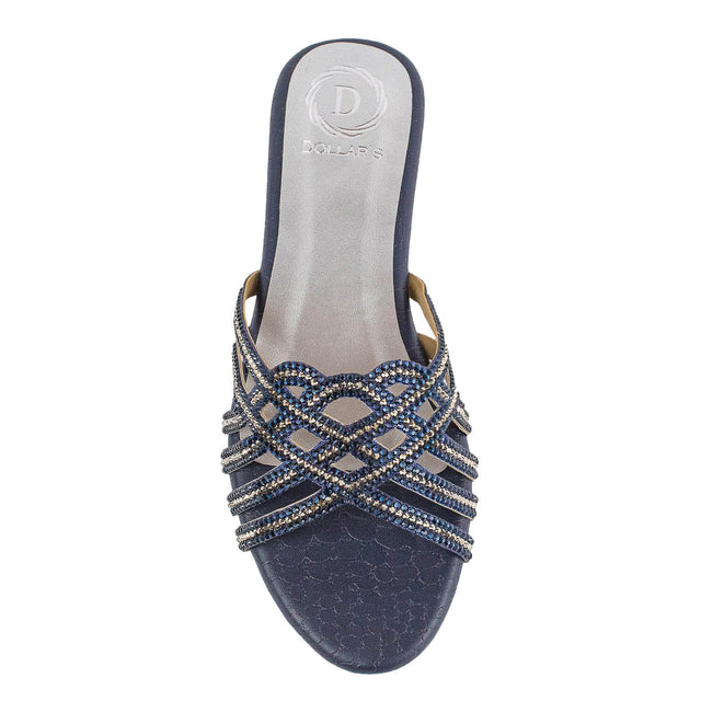 Jamilah Iconic Navy Blue Flat Slippers