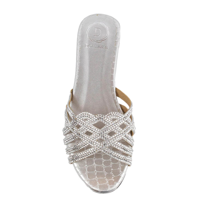 Jamilah Classic Silver Flat Slippers