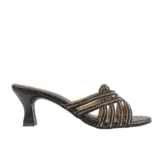 Jamilah Refined Black Pencil Heel Sandals