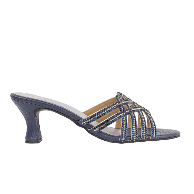 Jamilah Handmade Navy Blue Pencil Heel Sandals