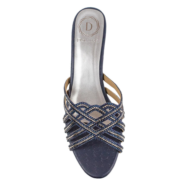 Jamilah Handmade Navy Blue Pencil Heel Sandals